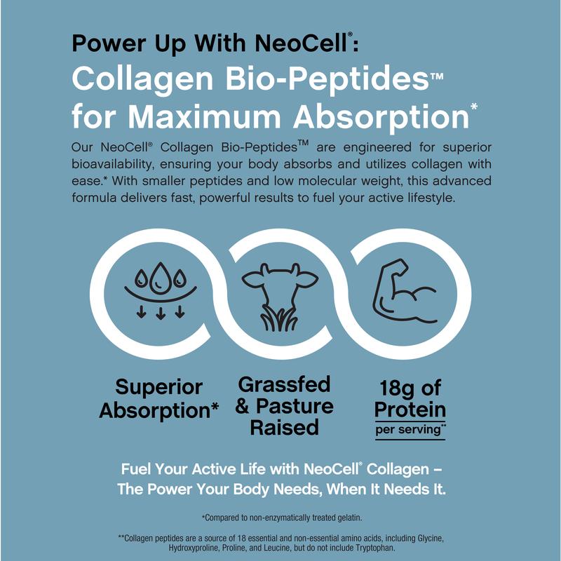 NeoCell Collagen Bio-Peptides Powder 20oz - Grassfed Protein Supplement - Advanced with 18 Essential Amino Acids