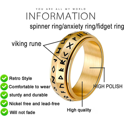 💥LAST DAY SALE 49% OFF⚔️Viking Rune Rotating Ring💍（💥Buy 3 Get 1 Free ）