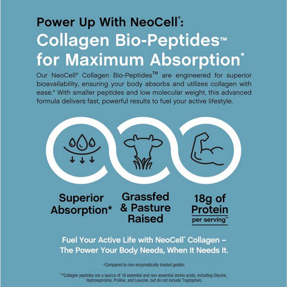 NeoCell Collagen Bio-Peptides Powder 20oz - Grassfed Protein Supplement - Advanced with 18 Essential Amino Acids