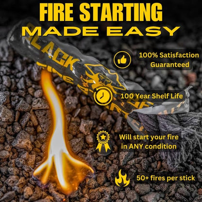 🔥The Black Beard Fire Starter—100% Weatherproof Fire Starter for Campfires | Infinite Shelf Life for Emergency Survival Kits🔥