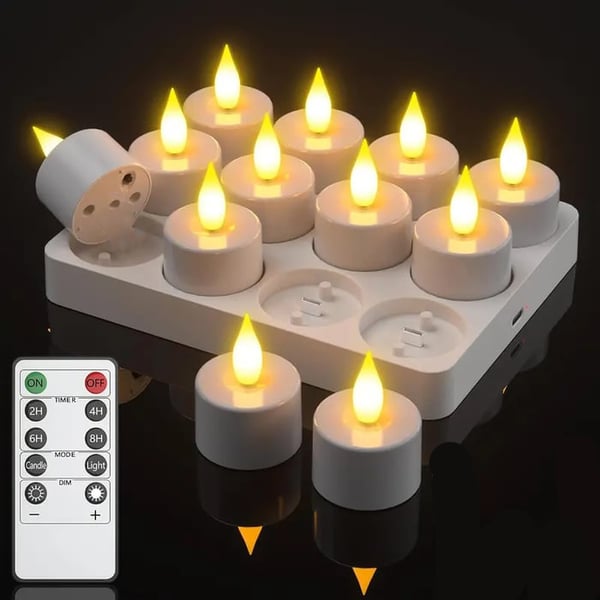 Flameless Candles, 2025 12pcs USB Rechargeable Tea Lights Candles