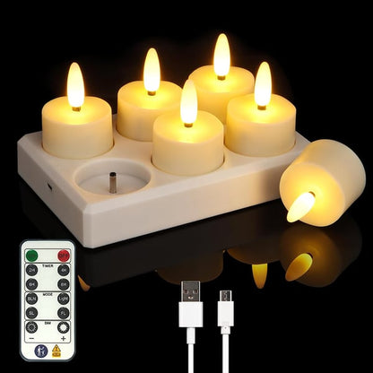Flameless Candles, 2025 12pcs USB Rechargeable Tea Lights Candles