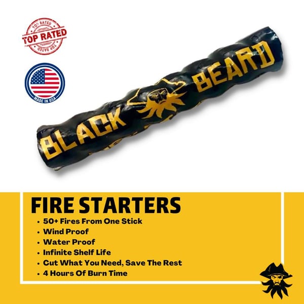 🔥The Black Beard Fire Starter—100% Weatherproof Fire Starter for Campfires | Infinite Shelf Life for Emergency Survival Kits🔥